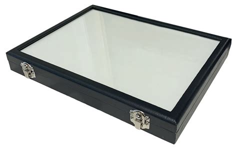 glass and metal display box|display box with glass lid.